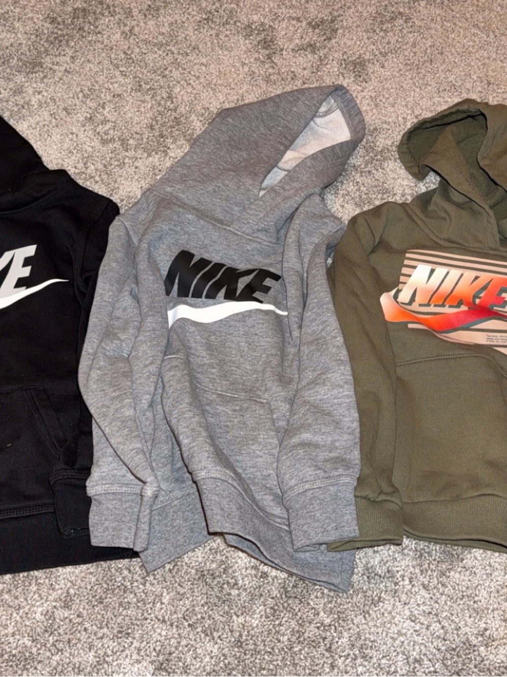 Nike Kids' Gray, Black & Olive Hooded Pullovers